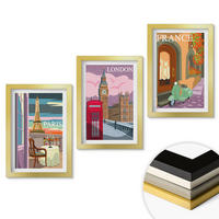 WANDBILDER 3er Set - 20x30 cm Goldrahmen - Ansichten Paris London Retro - Goldfarben, Kunststoff (20/30cm) - ArtPrintCave