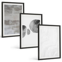 BILDER SET 3er Set - 40x60 cm Schwarzer Rahmen - Abstrakte moderne Strukturen - Schwarz, Kunststoff (40/60cm) - TULUP