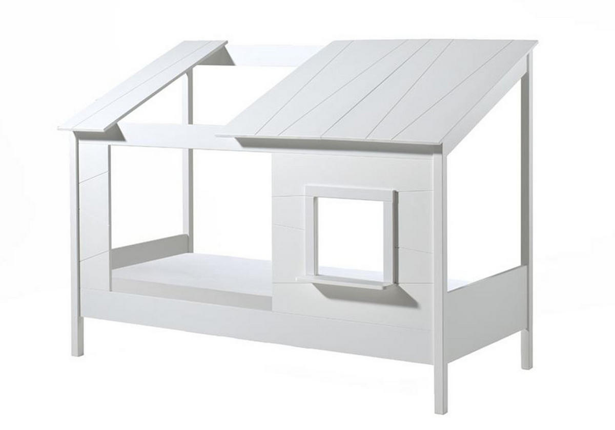 HAUSBETT Katalyn 214x159x105 aus MDF+Massivholz in Weiß - Beige, Holzwerkstoff (90/200cm) - 58aufmkessel