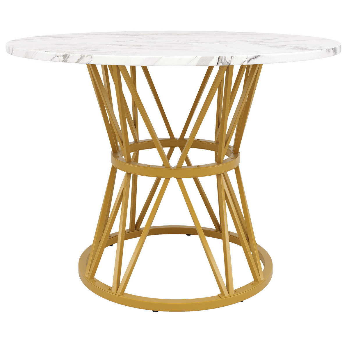 ESSTISCH 100/100/76 cm in Gold mit MDF-Tischplatte in Marmoroptik - Goldfarben, Holzwerkstoff (100/100/76cm) - Flora Grace