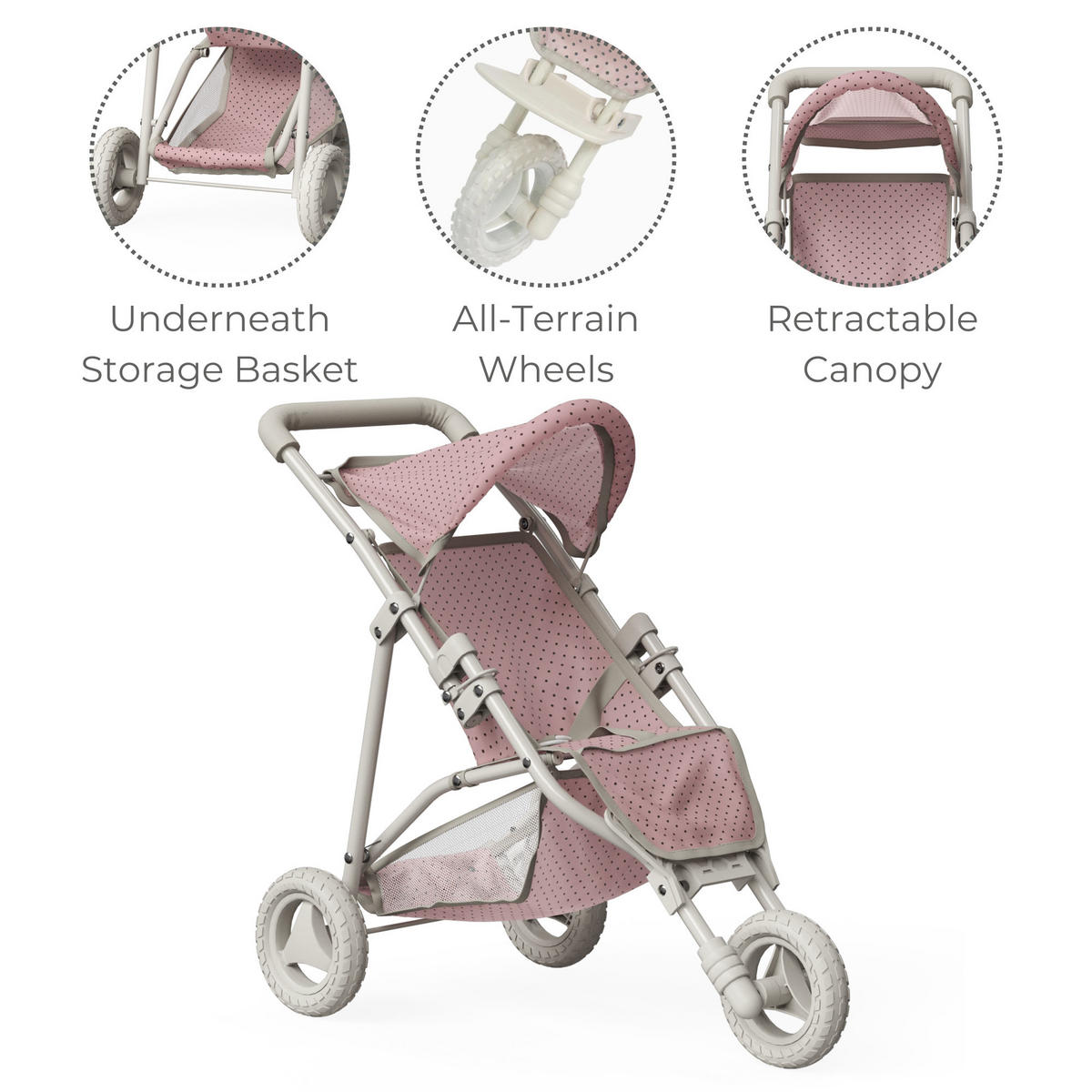 PUPPENWAGEN, Rosa, 54cm - Pink, Holzwerkstoff (33/54/61cm) - Teamson Kids
