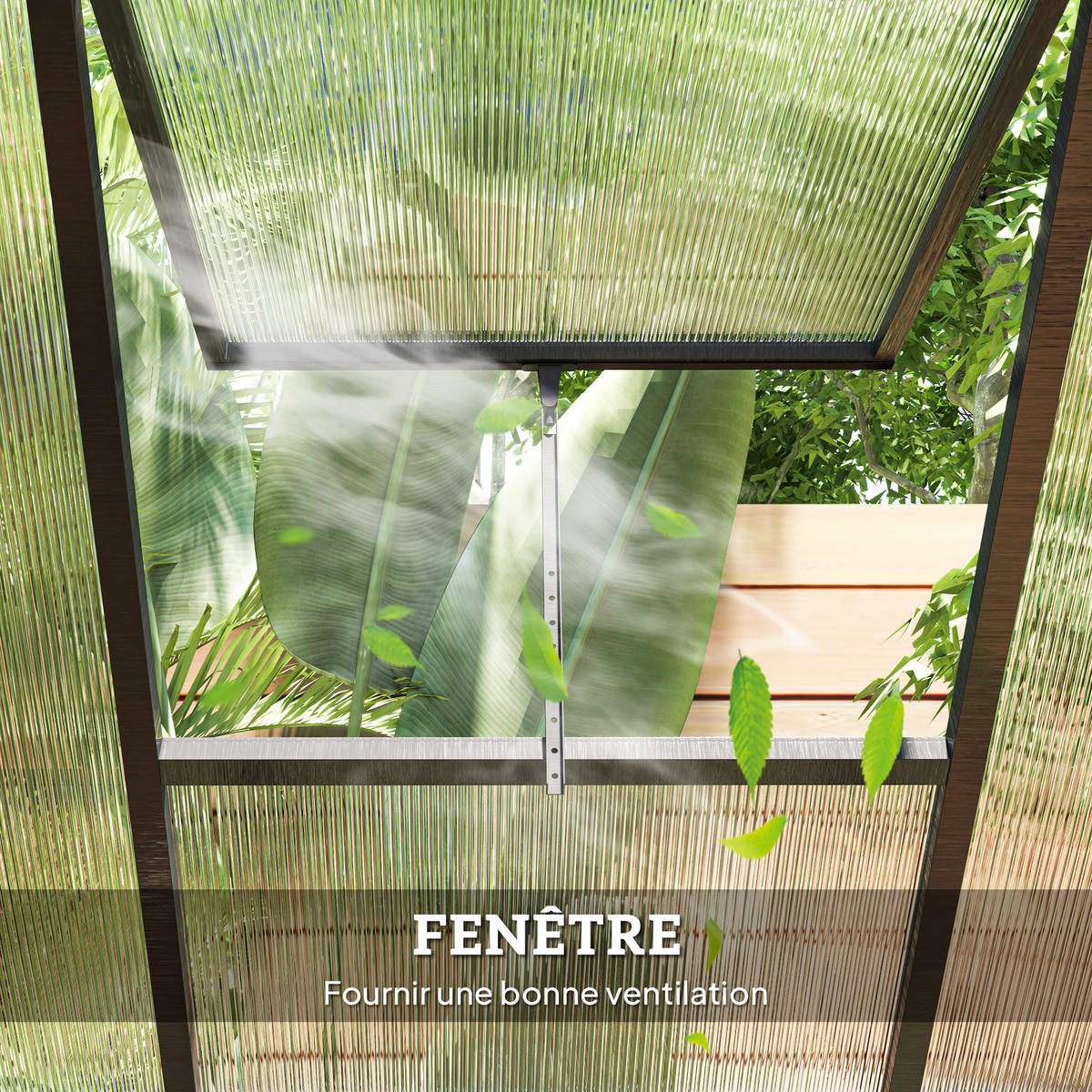 GEWÄCHSHAUS DE-12038 Aluminium-Polycarbonat mit verstellbaren Dachfenstern Transparent - Transparent, Metall (183/195/303cm) - ComfortXL