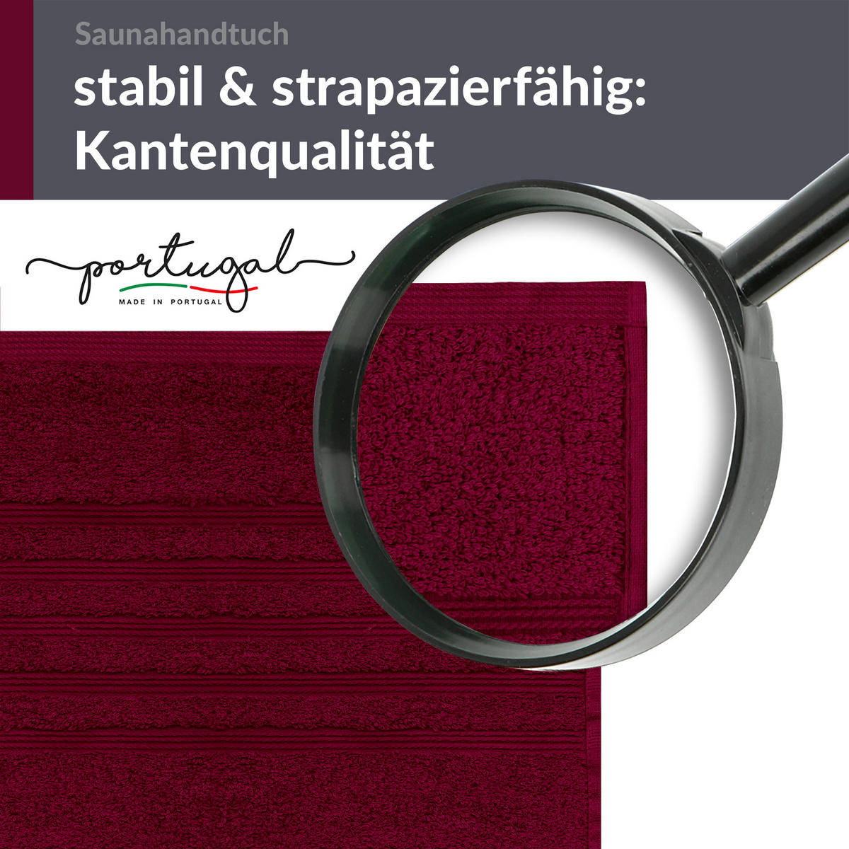 BADETUCH London Kirsch Rot 100x200 cm - Kirschrot, Textil (100/200cm) - Lashuma