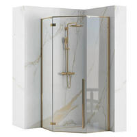 DUSCHKABINE Rea Diamond Gold 90x90 mit Duschwanne Diamond Schwarz - Goldfarben, Glas (90/90/195cm) - REA