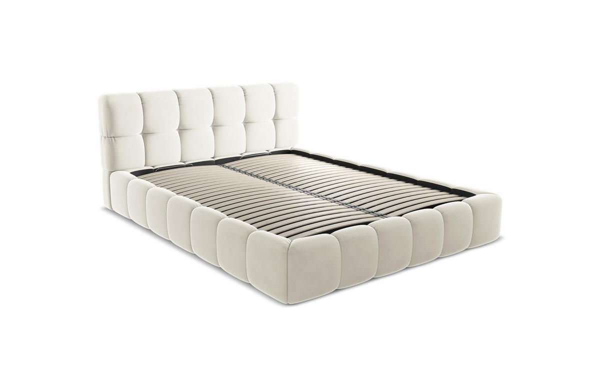 POLSTERBETT mit Bettkasten und Lattenrost 160x228 Creme - Perlmutt/Creme, Kunststoff/Textil (140/200cm) - Makamii
