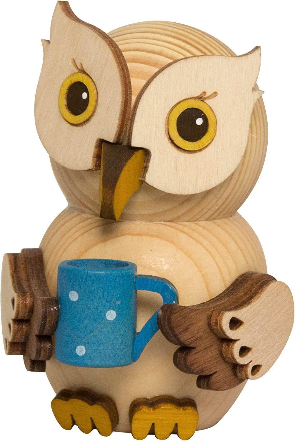 HOLZFIGUR Minieule mit Kaffetasse Kaffeepott 7 cm - Multicolor, Holz (5/7/5cm)