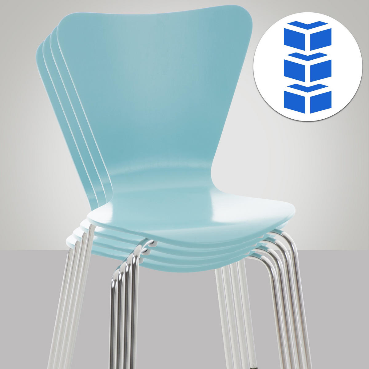BESUCHERSTUHL 2er Set Holz hellblau - Hellblau, Holz/Metall (45/85/49cm) - CLP