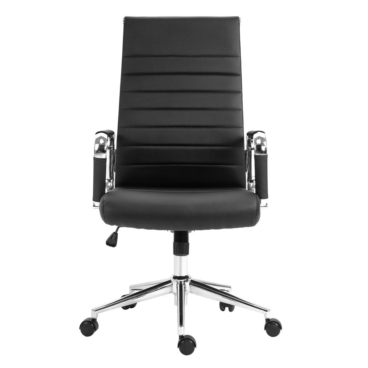 SCHREIBTISCHSTUHL OFFICE COMFORT HB Kunstleder Schwarz - Silberfarben/Schwarz, Textil/Metall (57/120/53cm) - SVITA
