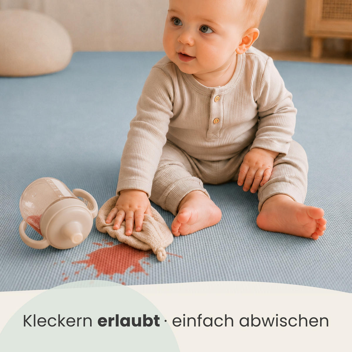 SPIELMATTE ab Null - 90 cm Baby Puzzlematte Blau - Blau, Kunststoff (30/30cm) - Littletom