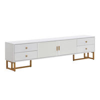 TV Lowboard 175 cm, 4 Schubladen, goldene Metallfüße, Weiß - Weiß, Holz (175/46/30cm)