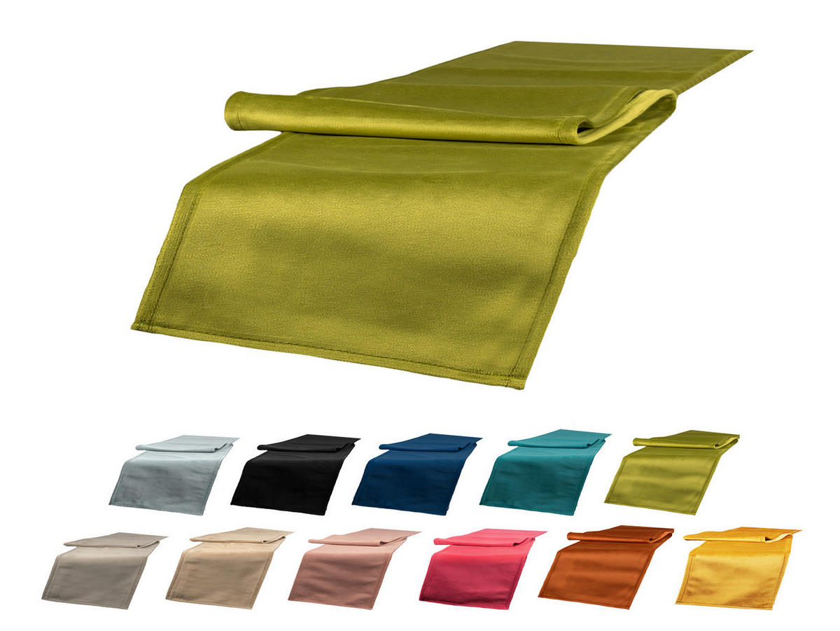 TISCHLÄUFER Samt&Sonders mai-grün 140/40 cm - Olivgrün/Grün, Textil (40/140cm) - beties Heimtextil