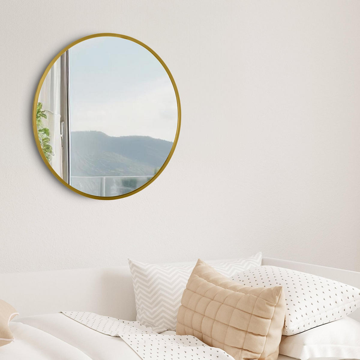 WANDSPIEGEL Gdansk Metall Gold glanz Runder Spiegel - Goldfarben, Metall (45/45/3cm) - DELUKE