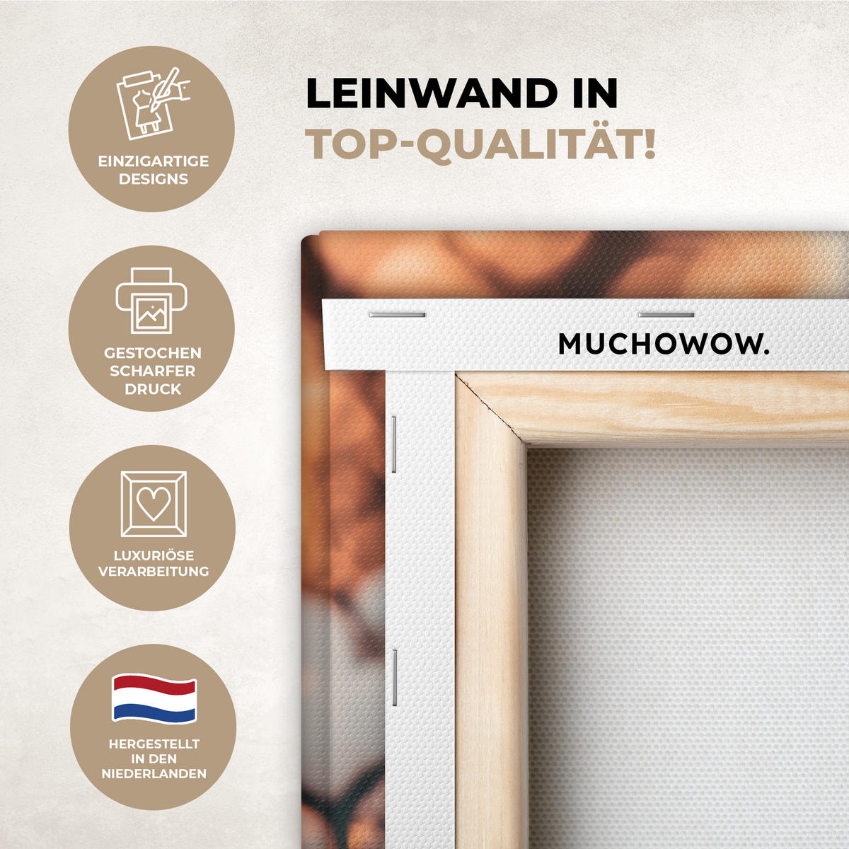 LEINWANDBILD Vogel - Zweig - Winter - Tiere - Schnee 60x80 cm - Bernsteinfarben, Textil (60/80cm) - MuchoWow