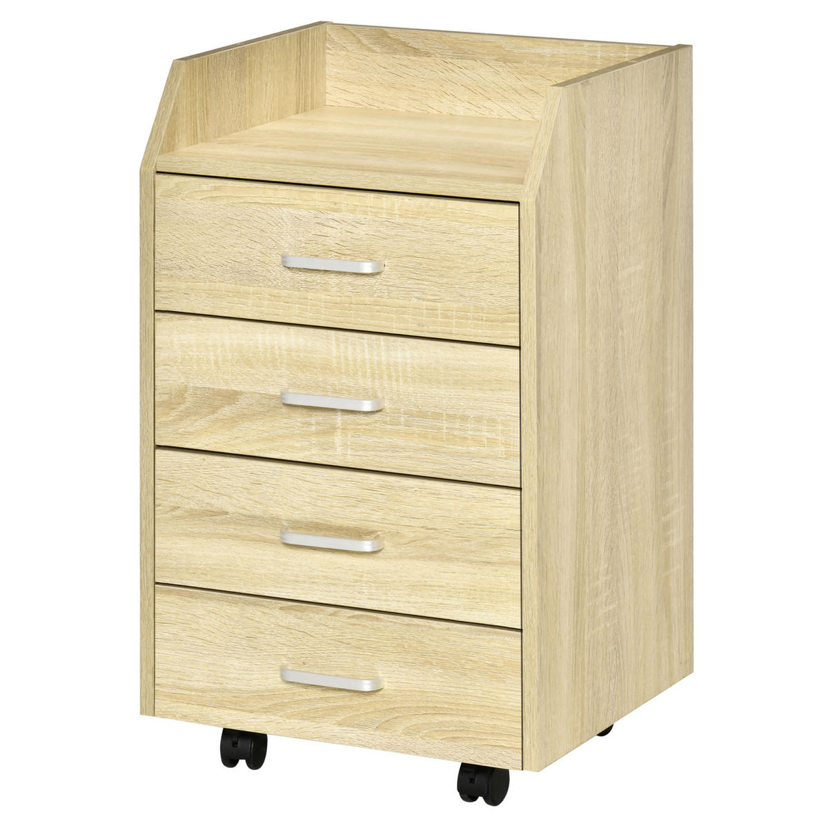 ROLLCONTAINER DE-14412 4 Schubladen, rollbar Natur - Naturfarben, Holzwerkstoff (36/65/40cm) - ComfortXL