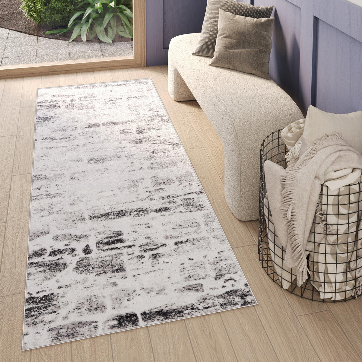 TEPPICHLÄUFER SKY hellgrau vintage 70/400 cm - Hellgrau, Textil (70/400cm) - Tapiso