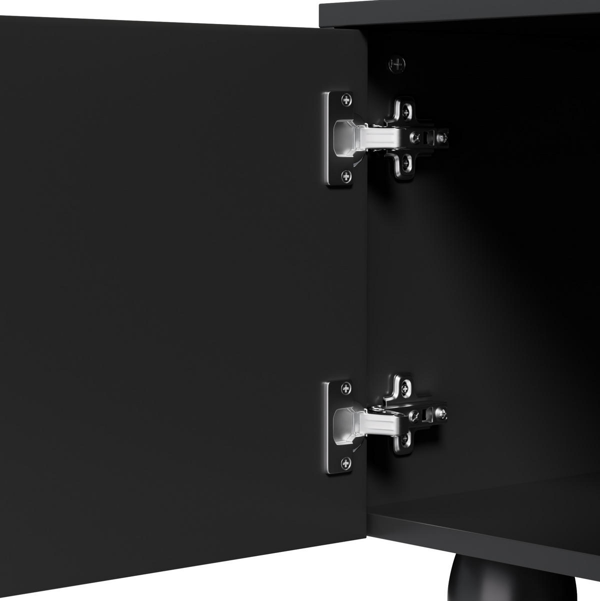 TV-SCHRANK 180/40/42 cm schwarz PB mit Naturholzbeinen und vielseitigem Stauraum - Schwarz, Holzwerkstoff (180/42/40cm) - OKWISH