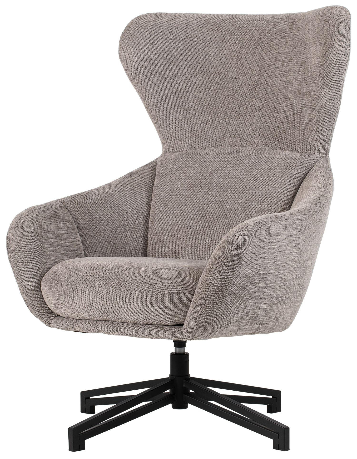 OHRENSESSEL Marconia - drehbar - hellgrau - Hellgrau/Schwarz, Textil/Metall (74/109/80cm) - bene living