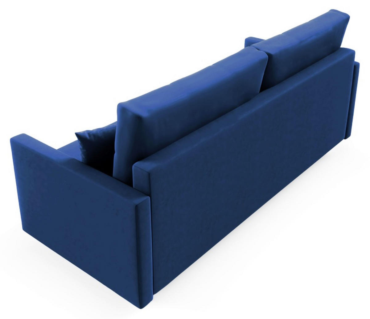 SCHLAFSOFA ARO, Sofa mit Schlaffunktion und Bettkasten, Klappsofa, Schlafcouch mit Füßen aus Naturholz, Veloursstoff, Couch in Frabe: Blau - Blau, Textil (217/100/87cm) - Sepro Meble