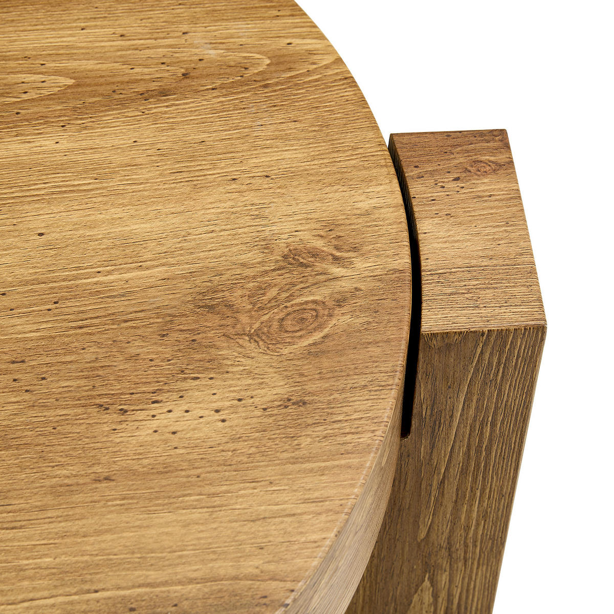 COUCHTISCH in Naturfarbe 2er-Set Couchtisch-Kombination mit Glasplatte für Wohnzimmer, B44/T62/H44 cm, Ø61/H30 cm - Naturfarben, Glas/Holzwerkstoff (61/61/30cm) - STILVORA