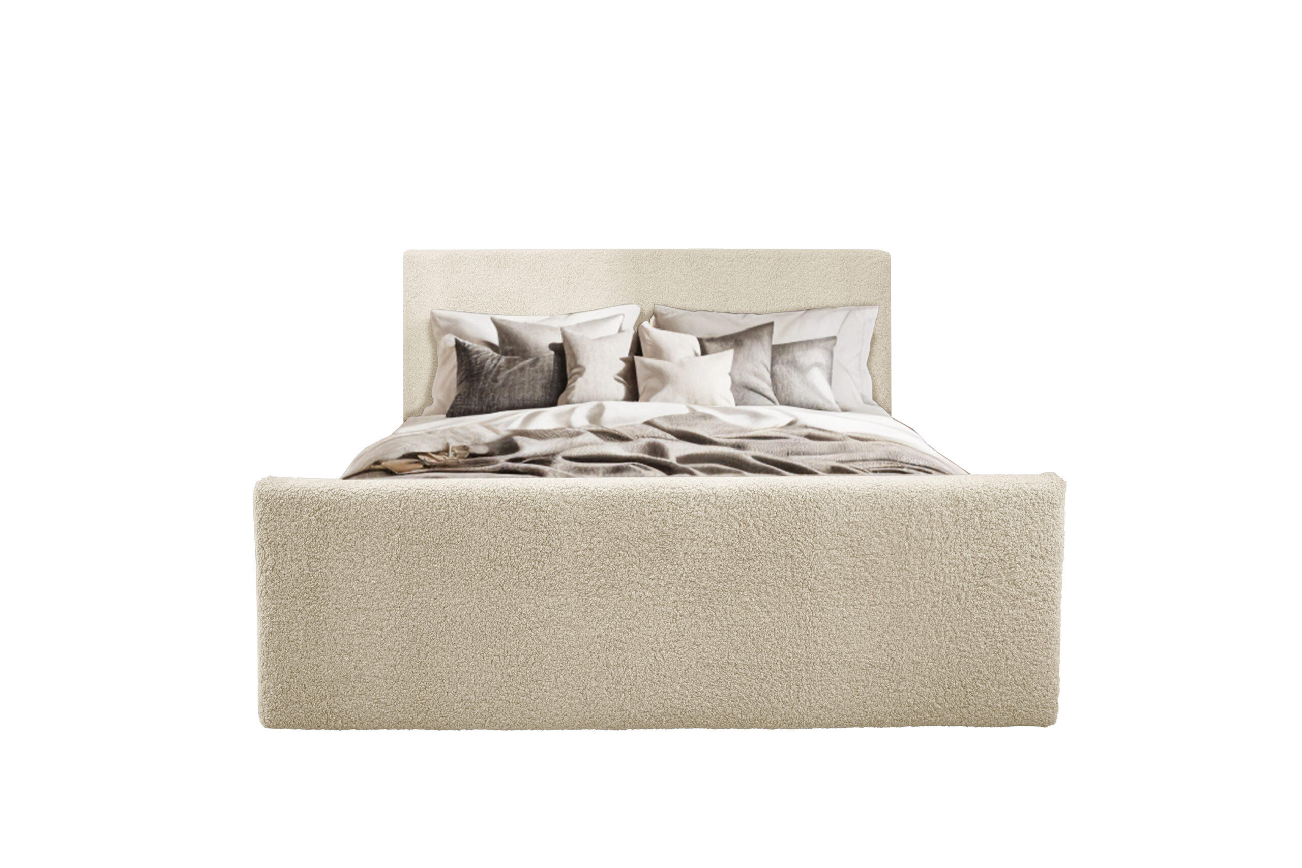BOXBETT mit Bettkasten und Topper LAMM Stoff Sven Ecru 200x200 cm H3-Bonell - Ecru, Holzwerkstoff (200/200cm) - Kaiser Möbel