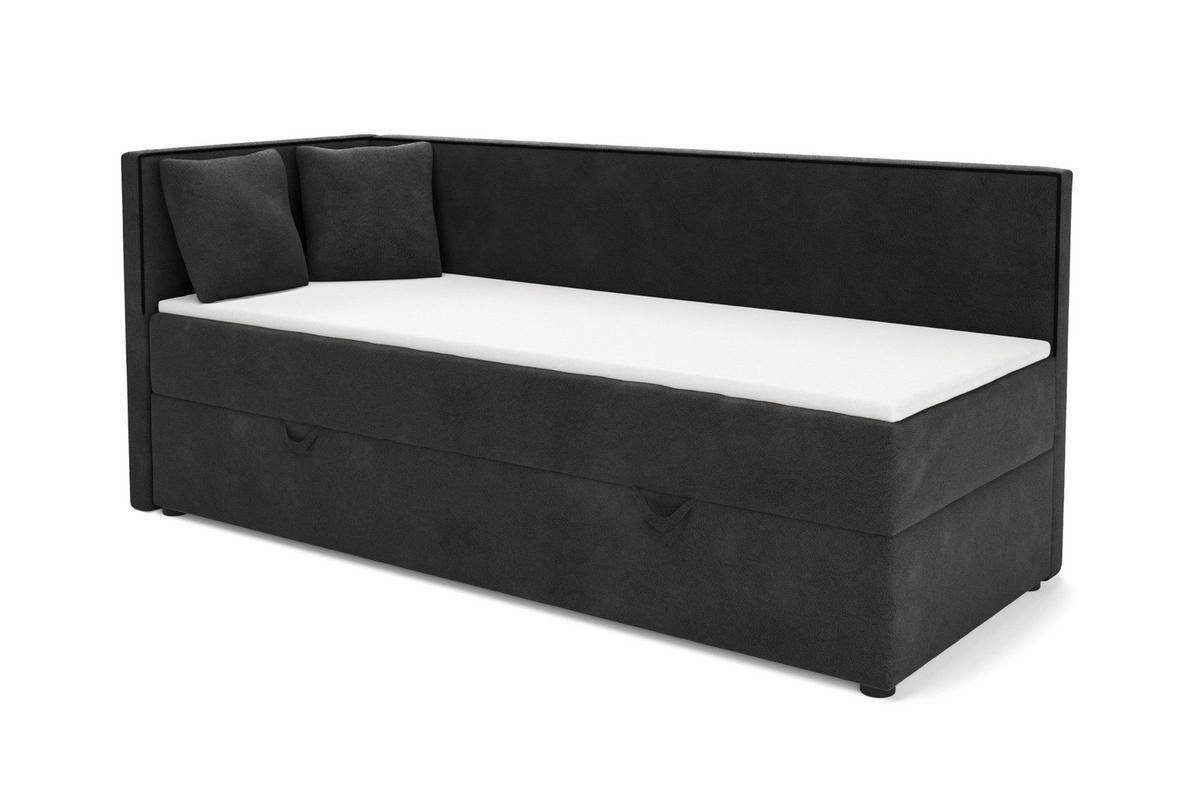 BOXBETT GINA 100/200 in Boucle Anthrazit H3 - Anthrazit, Holz/Holzwerkstoff (100/200cm) - Deine Möbel 24