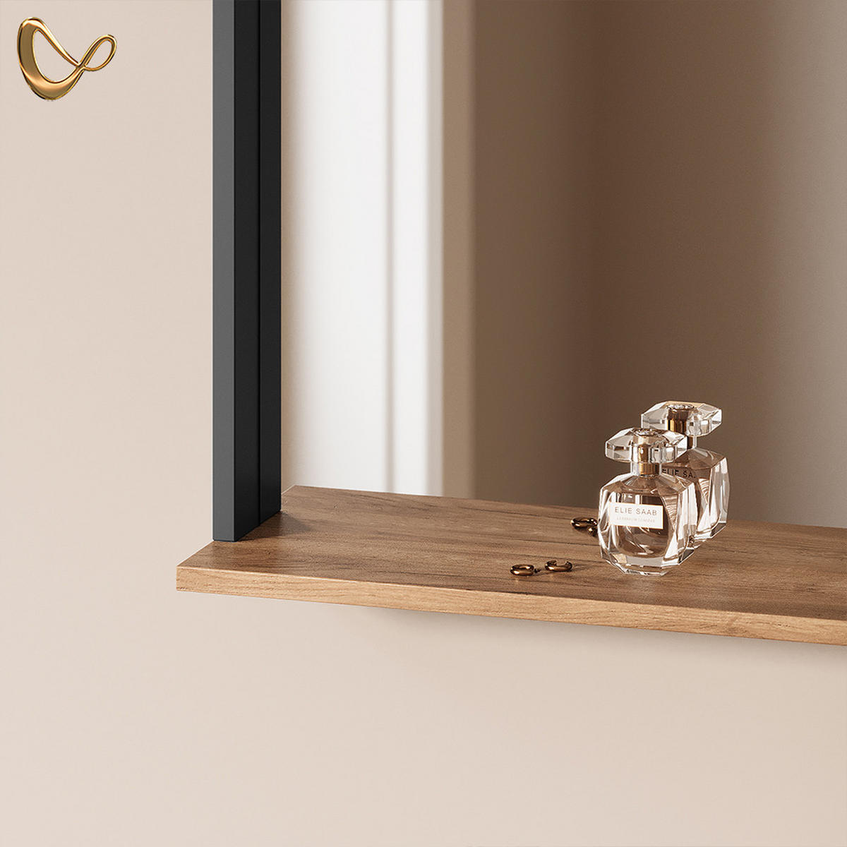 WANDSPIEGEL Ortello Anthrazit/Goldkraft Eiche 57 x 60 cm mit Spiegel - Honigeiche/Anthrazit, Holzwerkstoff (57/60/12cm) - Livinity®