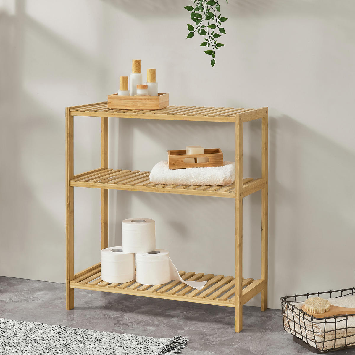 BADEZIMMERREGAL Nyköping - Naturfarben, Holz (58/66/26cm) - [en.casa]