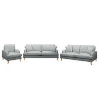 POLSTERGARNITUR (3-2-1) - Webstoff - Hellgrau, Textil (211/85/96cm) - home24