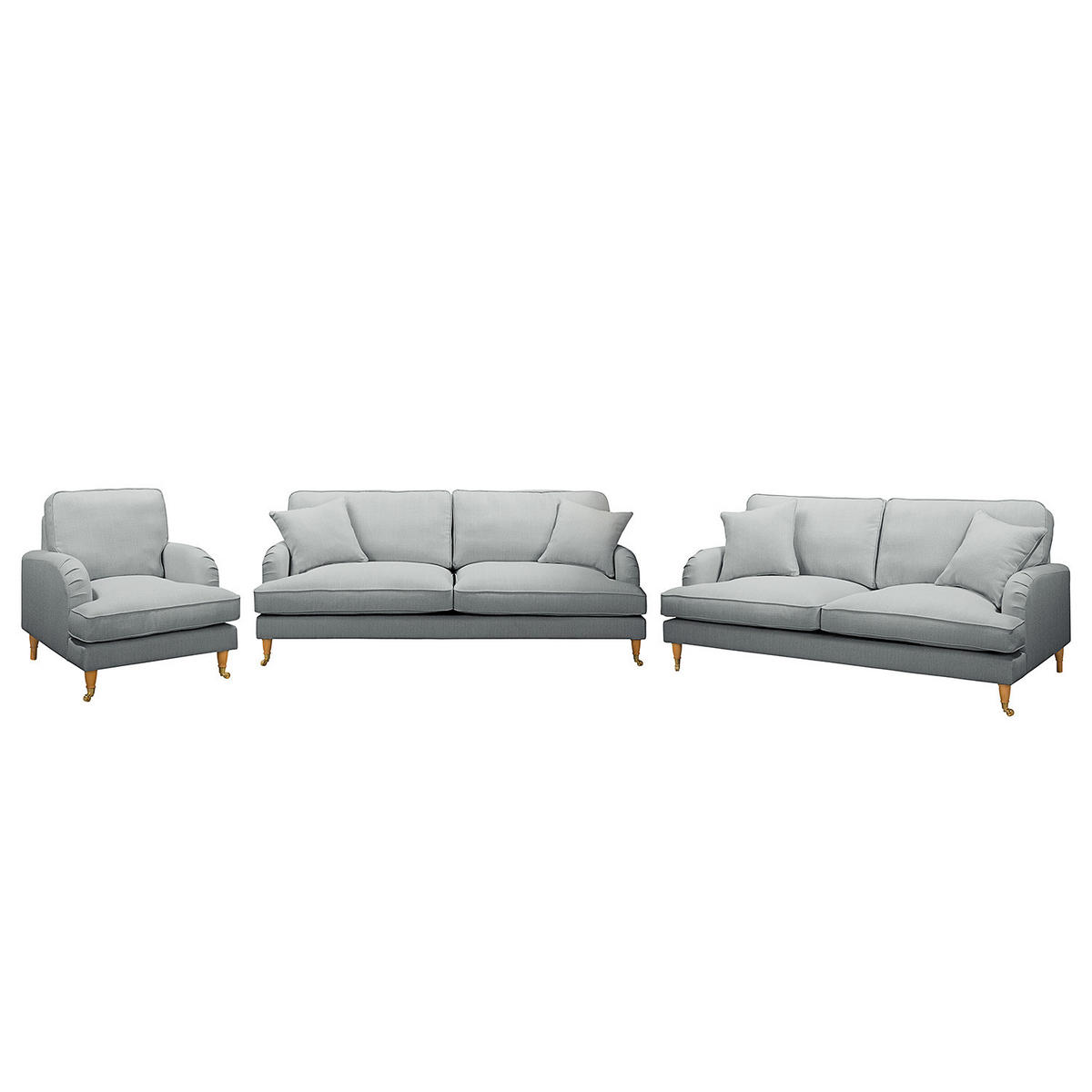POLSTERGARNITUR (3-2-1) - Webstoff - Hellgrau, Textil (211/85/96cm) - home24