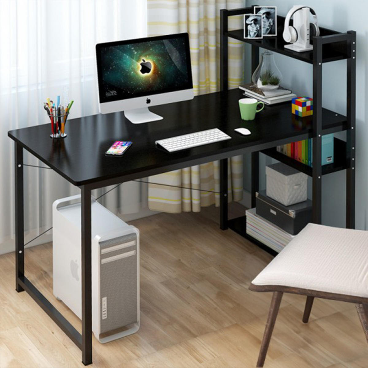 SCHREIBTISCH, schwarz 120x55x110cm - Schwarz, Holzwerkstoff (55/120/110cm)