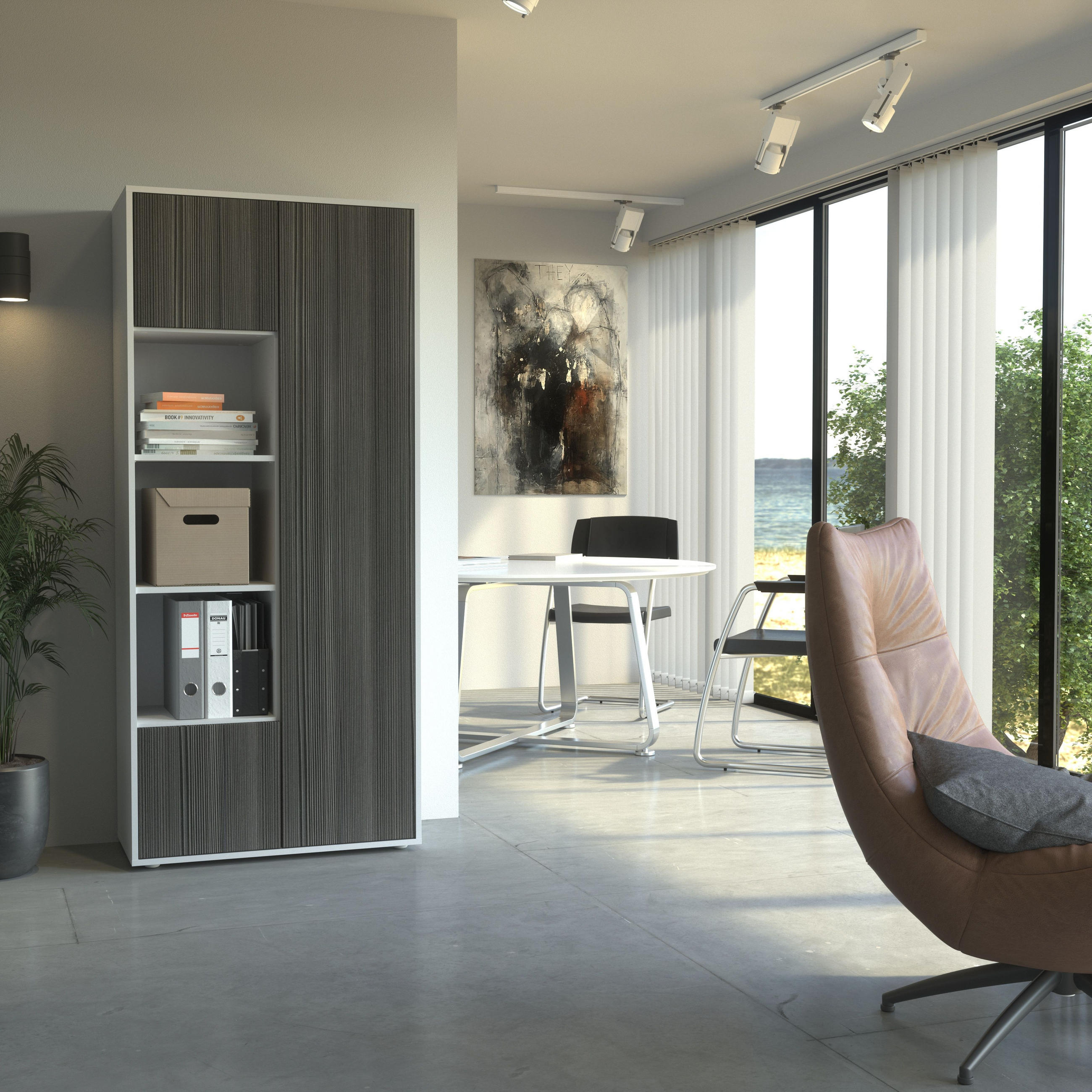 AKTENSCHRANK Amira T30 Avola Anthrazit 180/80/40 cm - Anthrazit, Holzwerkstoff (80/180/40cm) - SIMPLYFURN