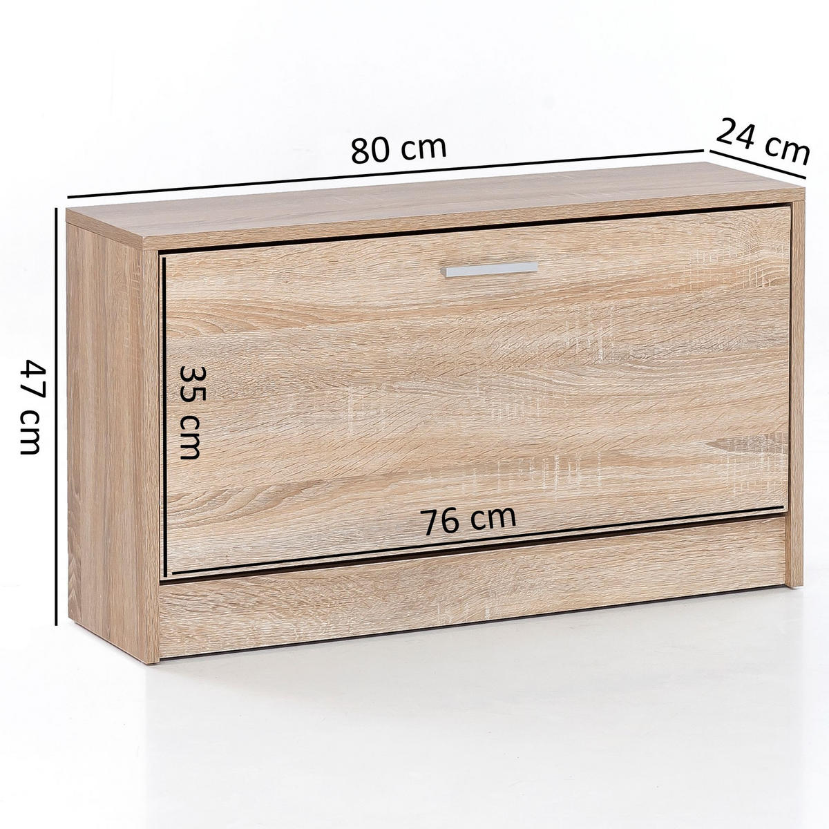 SCHUHKIPPER aus Holz in Beige mit Ablage und 1 Fach, 80x24x47 cm - Beige/Braun, Holz (80/47/24cm) - KADIMA DESIGN