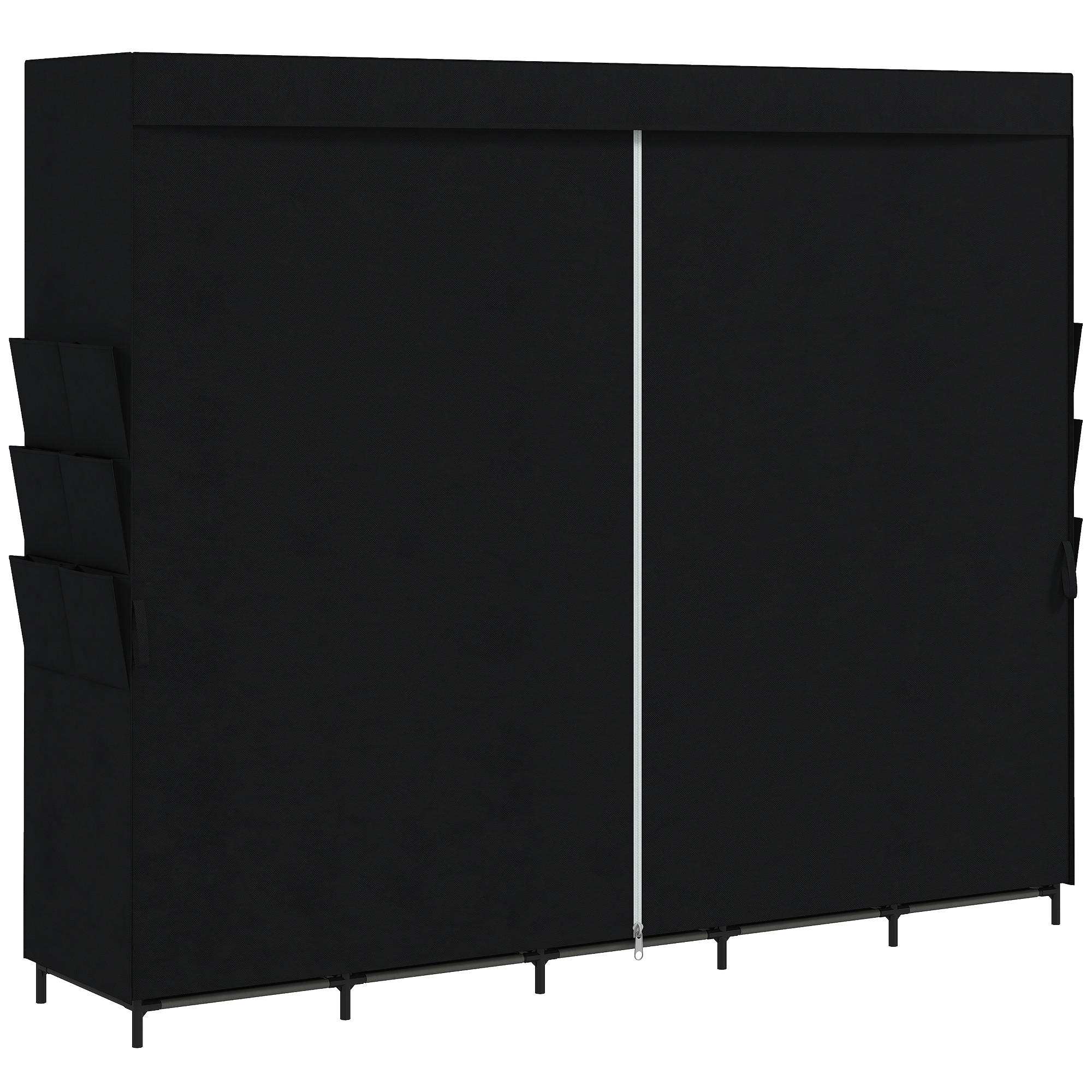 STOFFSCHRANK Stahl Vliesstoff Schwarz - Schwarz, Textil/Metall (45/167/212cm) - HOMCOM