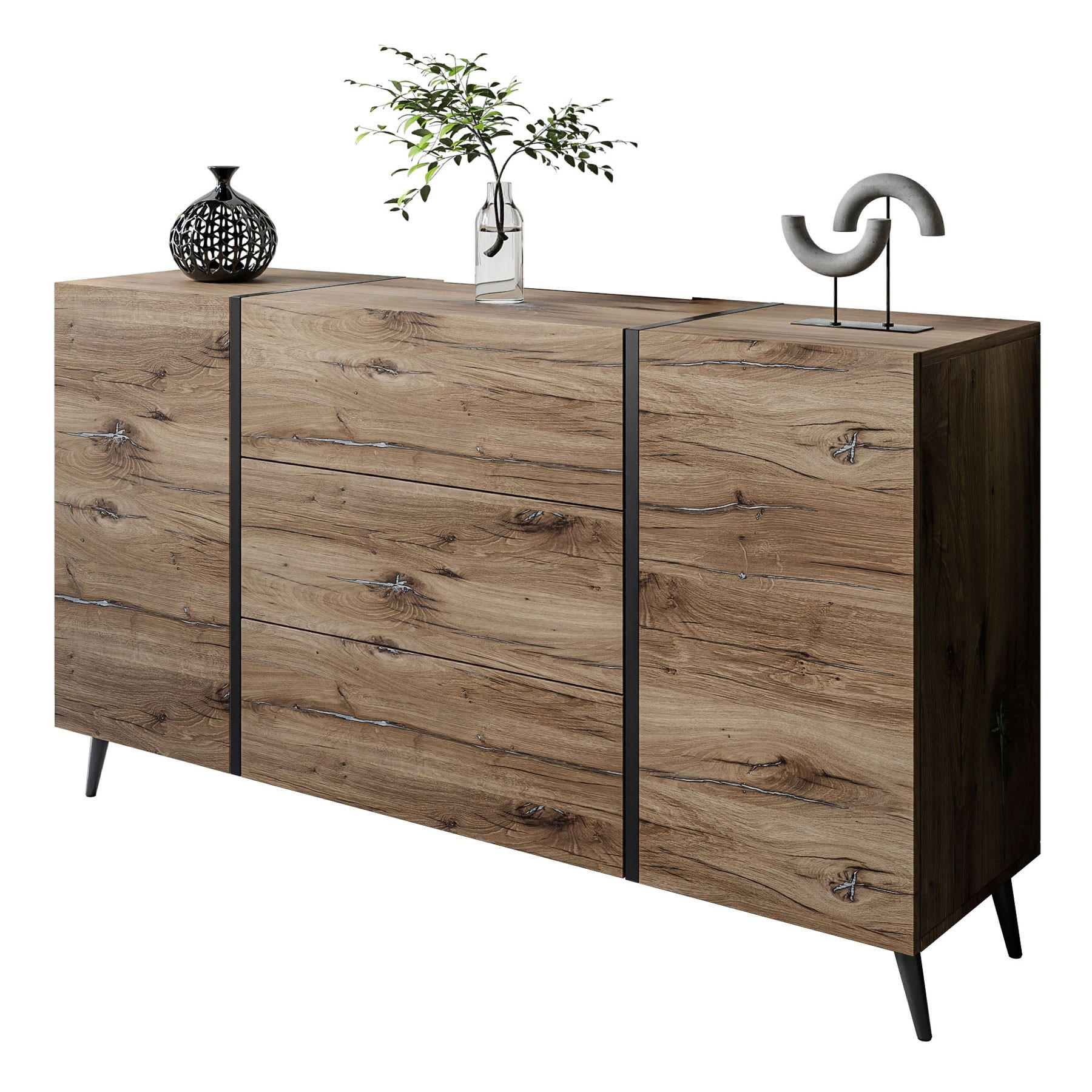 SIDEBOARD mit Schubladen ONYX LOFT auf Beinen Push Open - Eichefarben, Holzwerkstoff (158/88/41.3cm) - Lookway