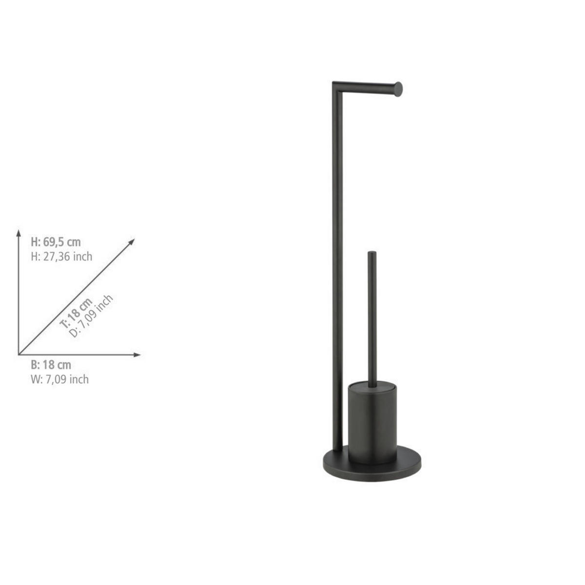 TOILETTENPAPIER- und Bürstenhalter 2-in-1 Ferla 18/18/69,5 cm - Schwarz, Metall (18/69.5/18cm) - Wenko