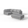 ECKSOFA MIT HOCKER Lorine Mikrofaser Grau - Hellbraun/Grau, Buchenholz/Textil (231/161cm) - S-Style Möbel