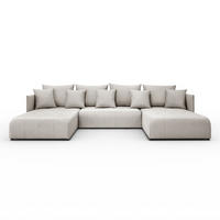 WOHNLANDSCHAFT Hanna in U-Form 348 x 188cm Schlaffunktion Bettkasten, 5 Sitzer, Schlafsofa, beige - Beige, Kunststoff (348/93/188cm) - Margaret Hadas24