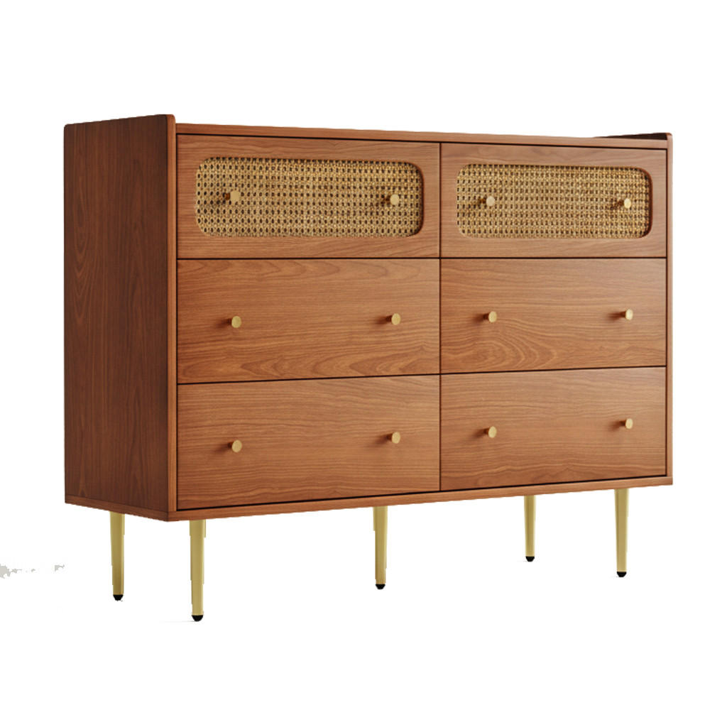 Urban Meuble SIDEBOARD se 6 zásuvkami a ratanovými prvky