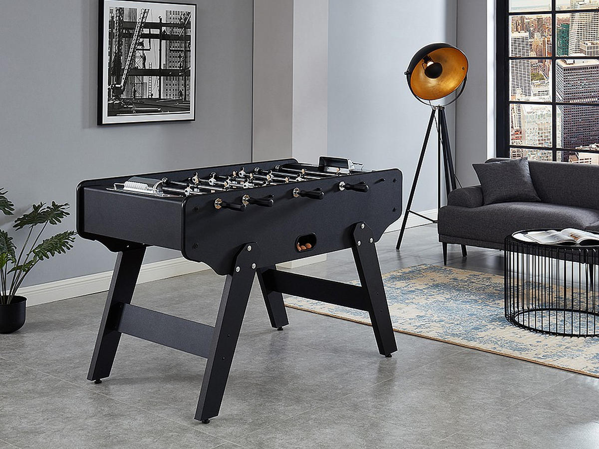 TISCHFUSSBALL - 153cm x 77.6cm - MDF - schwarz - LIONEL - Schwarz, Holz (153/77.6cm) - Vente-Unique