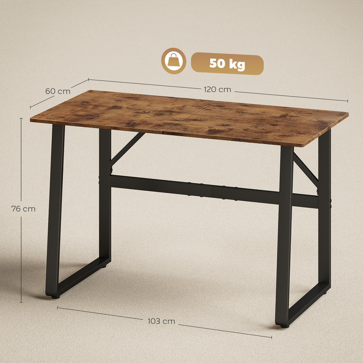 BÜROTISCH Rustikales Braun 1 Stück - Braun, Holzwerkstoff (60/120/76cm) - GiPP