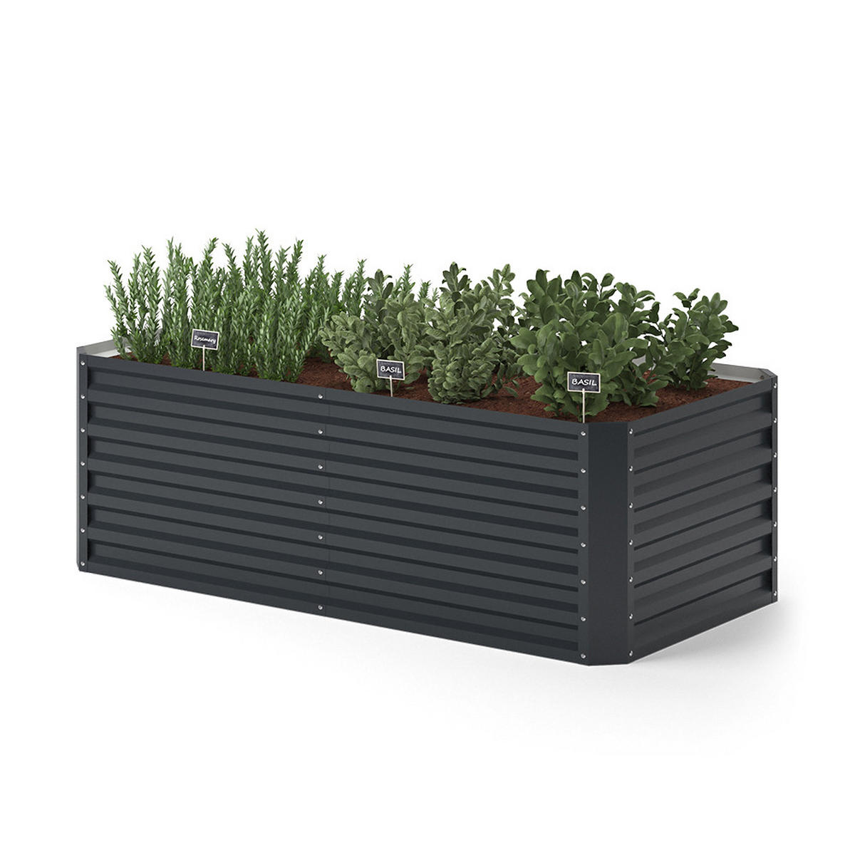 HOCHBEET Anthrazit 180 x 60 cm - Anthrazit, Metall (180/60/60cm) - OK-Living