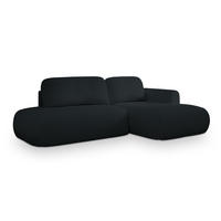 ECKSOFA NUVIRA R-S Schwarz Boucle-Stoff mit Schlaffunktion - Schwarz, Holz (274/165cm) - MASSENO