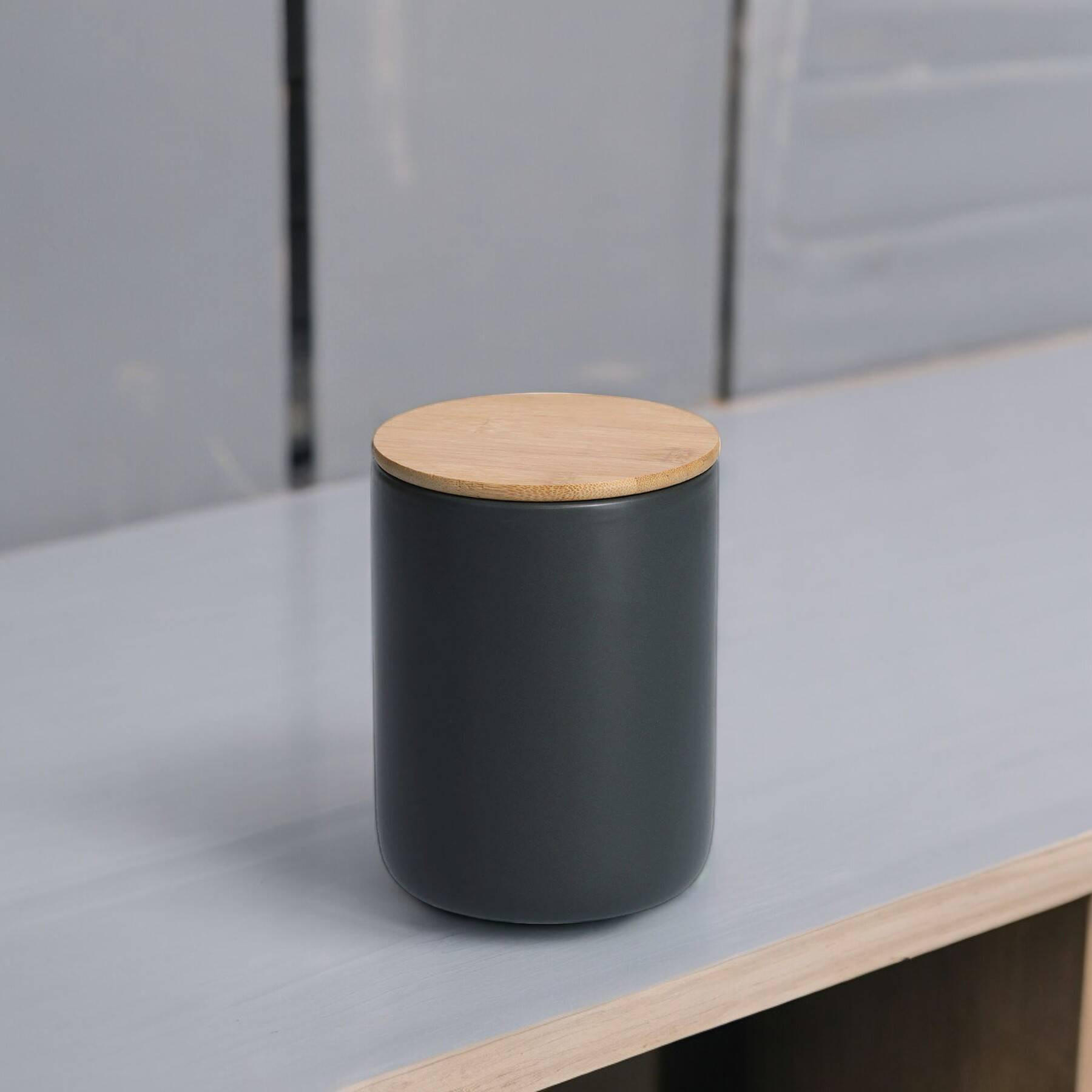 KERAMIKGLAS mit Deckel 1500 ml - Anthrazit, Keramik (13/17.5/13cm)