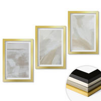 WANDBILDER 3er Set - 20x30 cm Goldrahmen - Abstrakte Pinselstriche - Goldfarben, Kunststoff (20/30cm) - ArtPrintCave