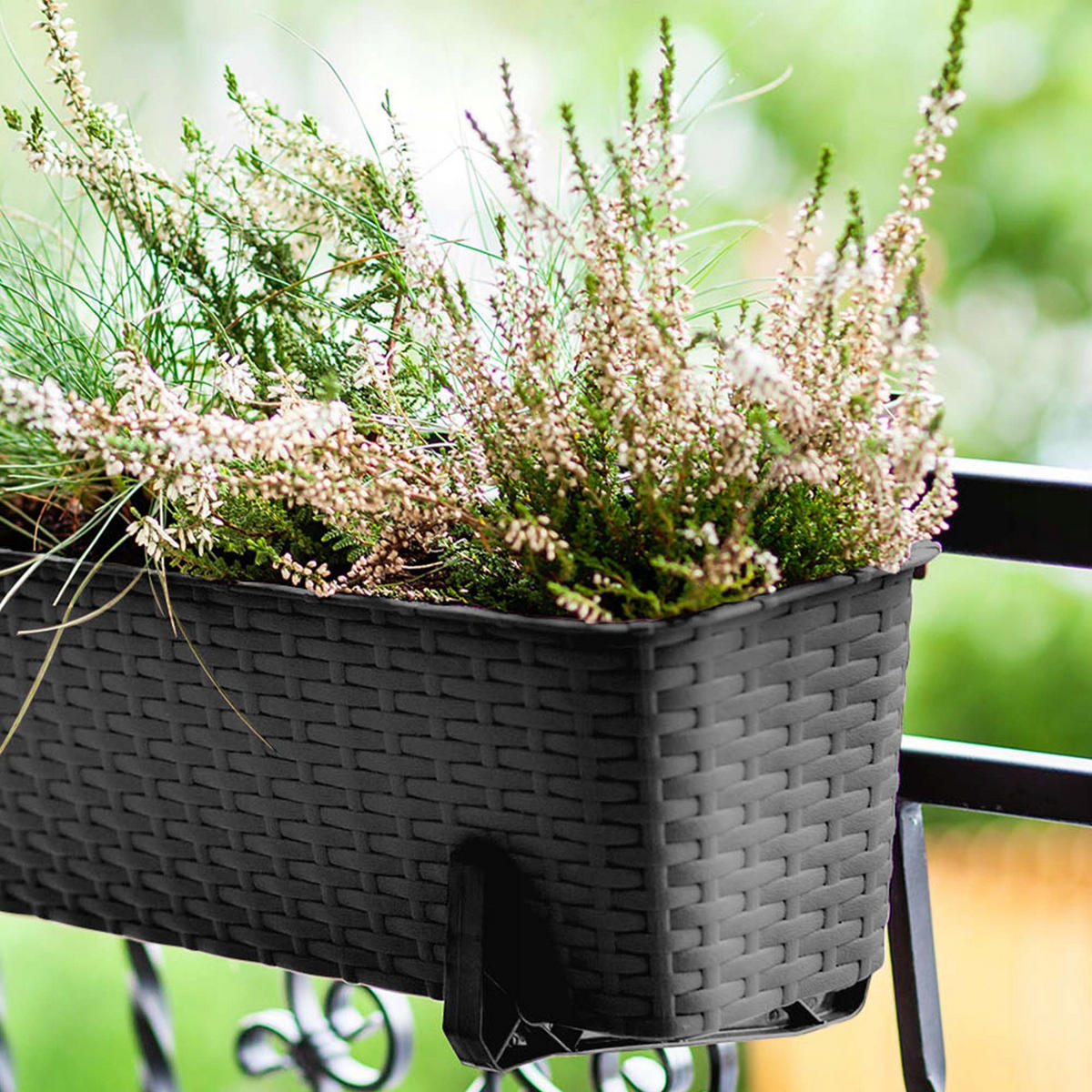 BALKONKASTEN mit Griffen, Anthrazit, 60 cm, 4 Stk. - Anthrazit, Kunststoff (17/60cm) - KADAX