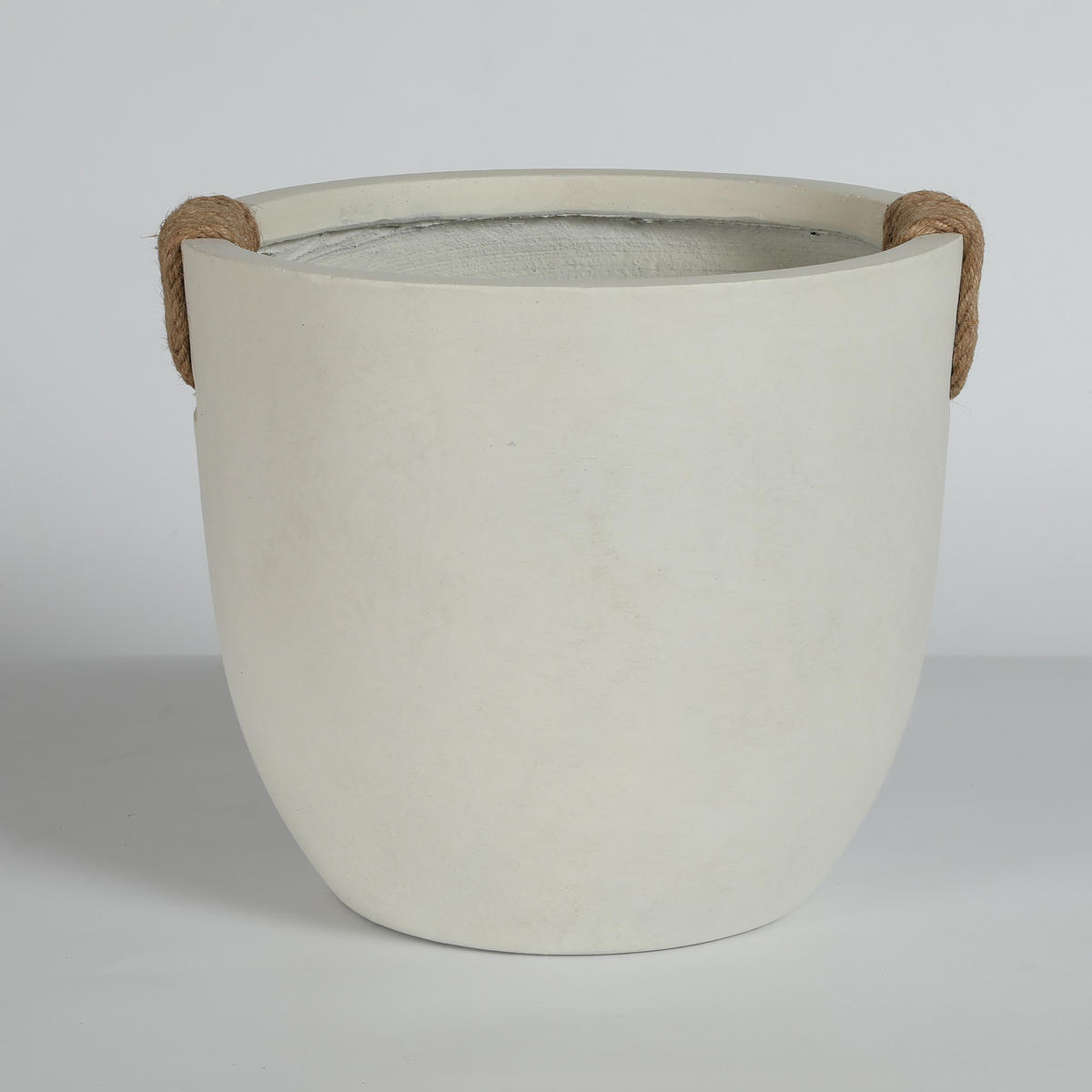 BLUMENTOPF Ø 46/37 cm Nicht-gerade weiss mit Abflusslöcher (2 Stück) - Creme, Naturmaterialen (37.3/33cm) - Oxeza