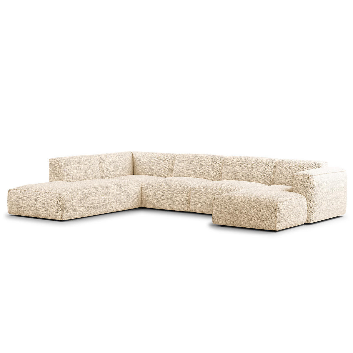 WOHNLANDSCHAFT mit Longchair - Beige/Schwarz, Textil (325/71/235cm) - home24