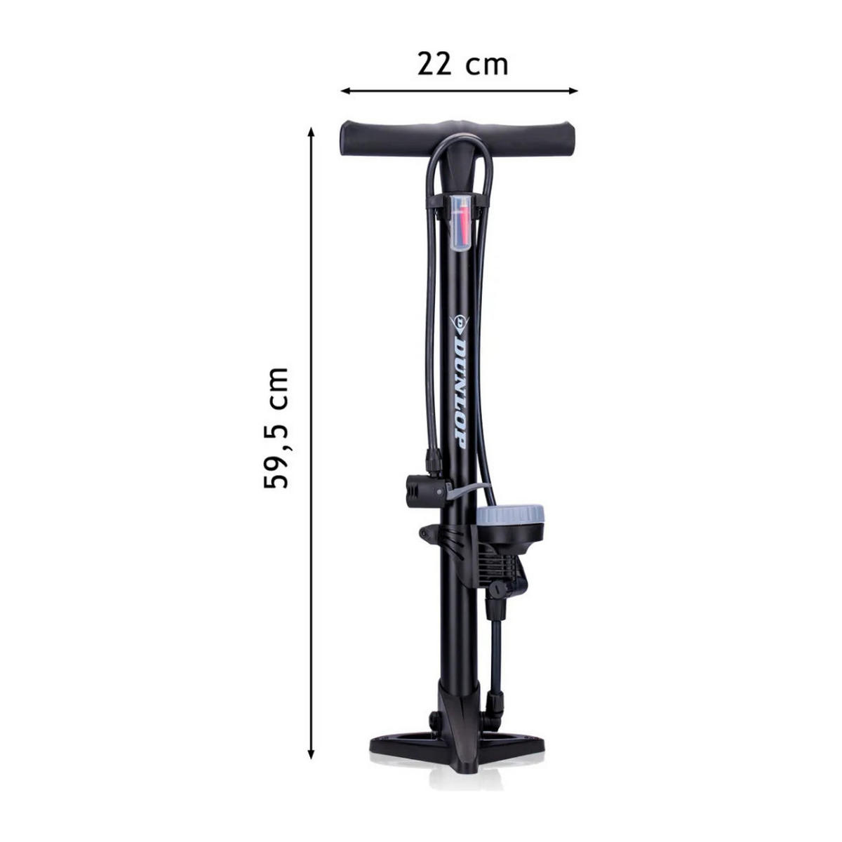 STANDLUFTPUMPE Schwarz 11 Bar mit Manometer - Schwarz, Metall (22/60/15.5cm) - Dunlop