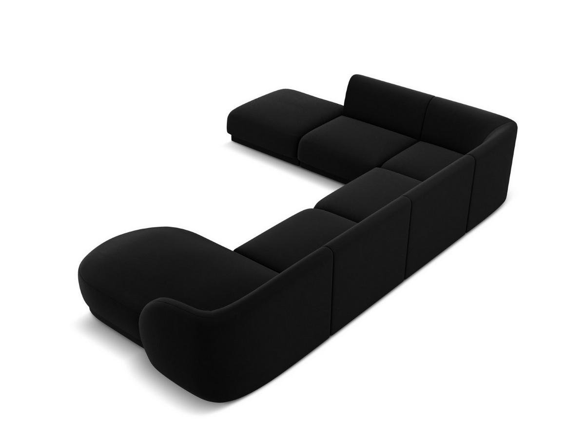 PANORAMASOFA links Miley aus Samt schwarz 6 Sitzplätze - Schwarz, Textil (255/70/330cm) - Micadoni