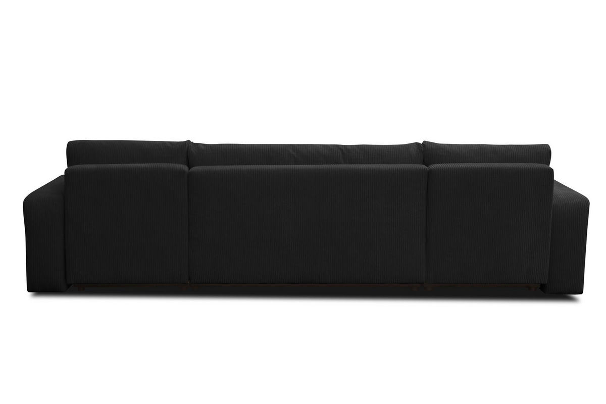 WOHNLANDSCHAFT LUNA U-FORM mit Schlaffunktion und Bettkasten (Schwarz) - Schwarz, Textil (312/83/142cm) - VENASI MÖBEL